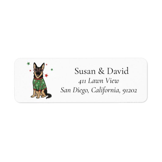 German Shepherd Christmas Pet Dog Etiket (Voorkant)