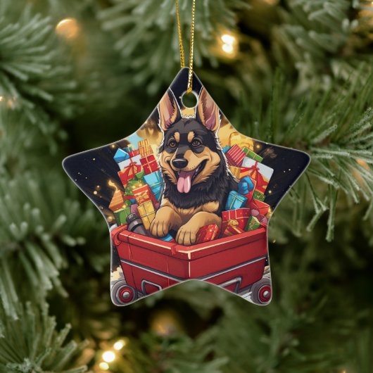 German Shepherd Christmas Pet Ornament, Hondenlief Keramisch Ornament (Boom)