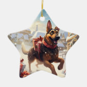 German Shepherd Christmas Pet Ornament, Hondenlief Keramisch Ornament (Voorkant)