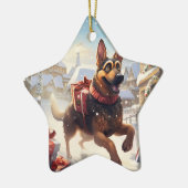 German Shepherd Christmas Pet Ornament, Hondenlief Keramisch Ornament (Links)