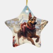 German Shepherd Christmas Pet Ornament, Hondenlief Keramisch Ornament (Achterkant)