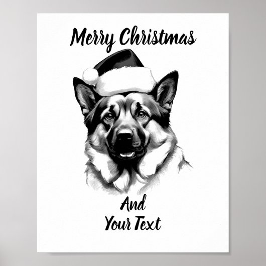 German Shepherd Christmas Poster Instant Download (Voorkant)