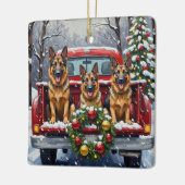 German Shepherd Christmas Red Truck Holiday Keramisch Ornament (Links)