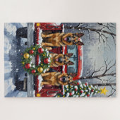 German Shepherd Christmas Red Truck Holiday Legpuzzel (Horizontaal)