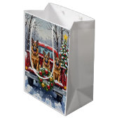 German Shepherd Christmas Red Truck Holiday Medium Cadeauzakje (Achterkant Gekanteld)