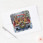 German Shepherd Christmas Red Truck Holiday Vierkante Sticker (Envelop)