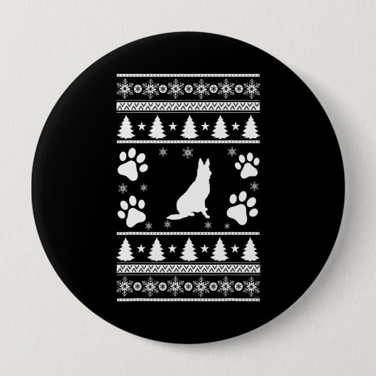 German Shepherd Christmas Ronde Button 4,0 Cm (Voorkant)