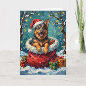 German Shepherd Christmas Santa Bag Adventure Kaart (Voorkant)