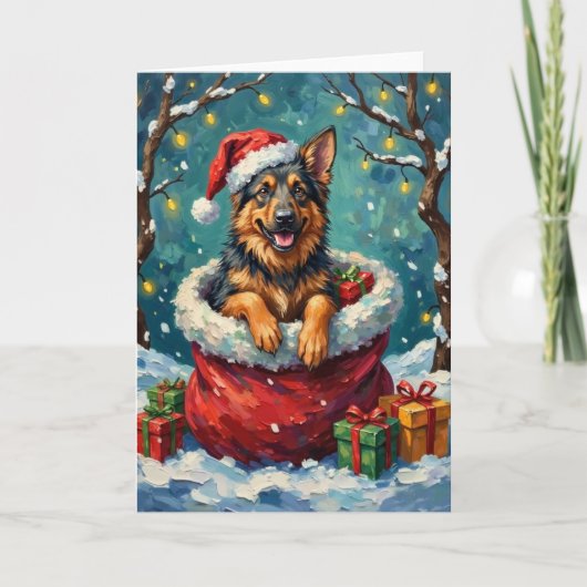 German Shepherd Christmas Santa Bag Adventure Kaart (Voorkant)