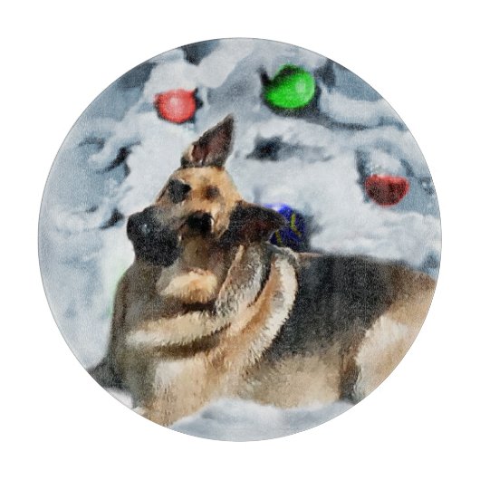German Shepherd Christmas Snijplank (Voorkant)