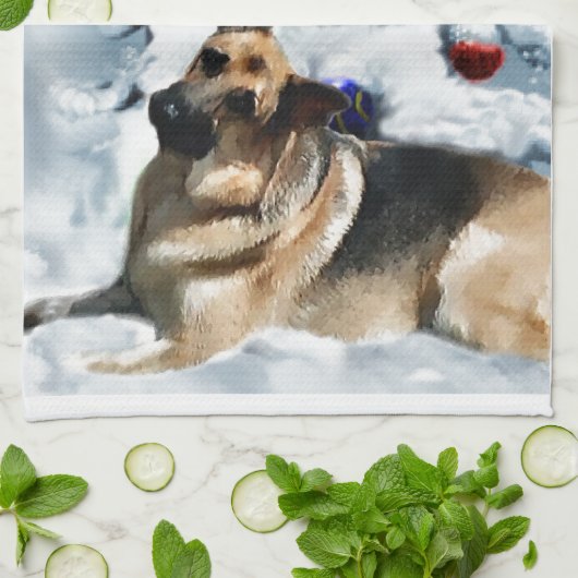 German Shepherd Christmas Theedoek (Gevouwen)
