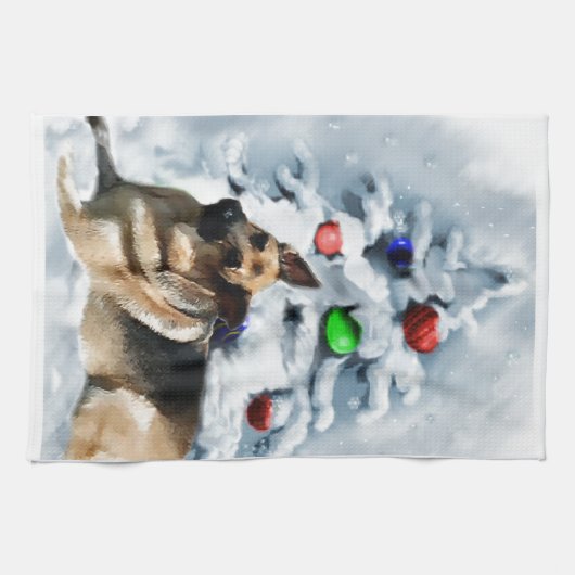 German Shepherd Christmas Theedoek (Horizontaal)