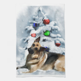 German Shepherd Christmas Theedoek