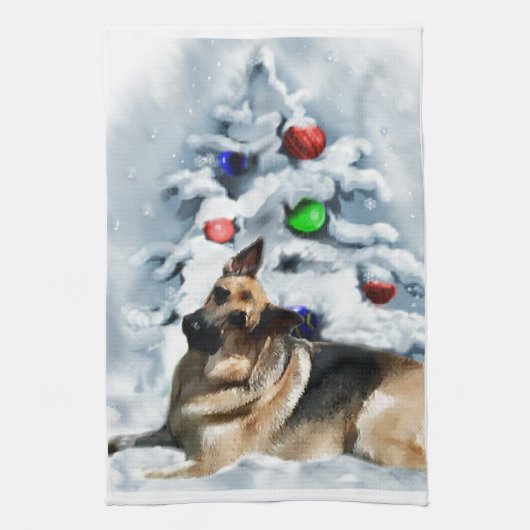 German Shepherd Christmas Theedoek (Verticaal)