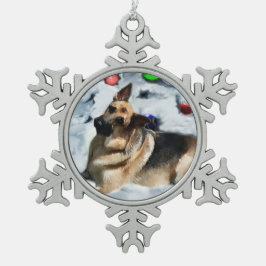 German Shepherd Christmas Tin Sneeuwvlok Ornament