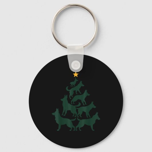 German Shepherd Christmas Tree Funny Gsd Dog Mom D Sleutelhanger (Voorkant)