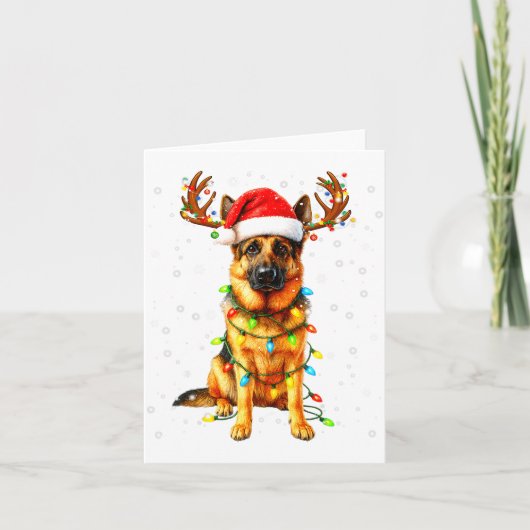 German Shepherd Christmas Tree Lights Pajama Dog L Kaart (Voorkant)