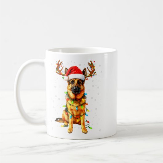 German Shepherd Christmas Tree Lights Pajama Dog L Koffiemok (Links)