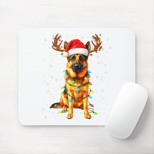 German Shepherd Christmas Tree Lights Pajama Dog L Muismat (Met muis)