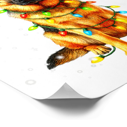 German Shepherd Christmas Tree Lights Pajama Dog L Poster (Hoek)