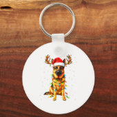German Shepherd Christmas Tree Lights Pajama Dog L Sleutelhanger (Voorkant)