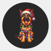German Shepherd Christmas Tree Lights Xmas Pajama  Ronde Sticker (Voorkant)