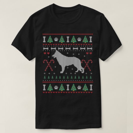 German Shepherd Christmas Ugly Sweater Funny Dog L T-shirt (Design voorkant)