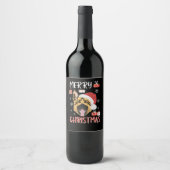 German Shepherd Christmas Wijn Etiket (Voorkant)