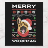 German Shepherd Christmas Wijn Etiket (Enkel label)