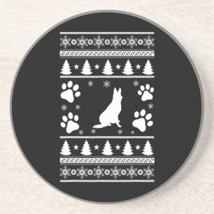 German Shepherd Christmas Zandsteen Onderzetter
