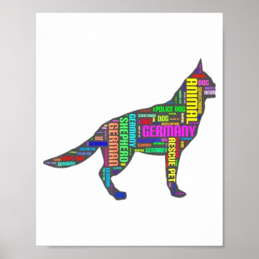 German Shepherd Cloud Tygraphy  Poster (Voorkant)