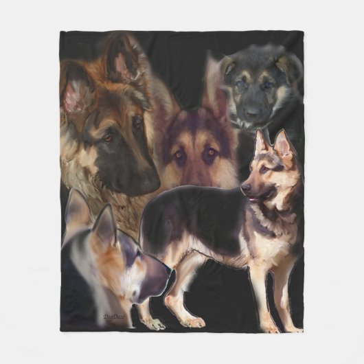 German Shepherd Collage Fleece Blanket (Voorkant)
