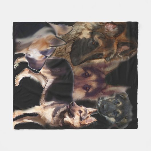 German Shepherd Collage Fleece Blanket Deken (Voorkant (Horizontaal))