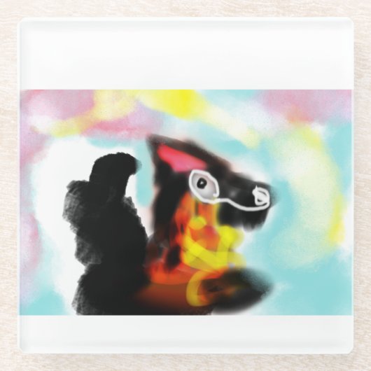 German Shepherd  colorful Glazen Onderzetter (Voorkant)