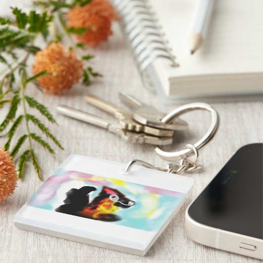 German Shepherd  colorful Sleutelhanger (Voorkant Rechts)