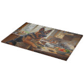 German Shepherd Cooking in Kitchen Snijplank (Hoek)