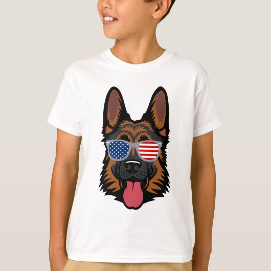 German Shepherd Cool American Patriot - Children's T-shirt (Voorkant)