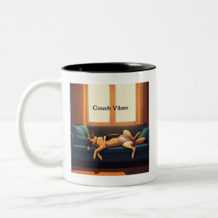 German Shepherd Couch Vibes Tweekleurige Koffiemok