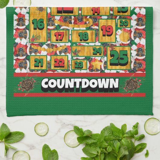 German Shepherd Counterdown Kerstmis Advent Dog Theedoek (Gevouwen)