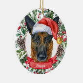 German Shepherd Custom Dog kerstversiering Keramisch Ornament (Rechts)