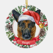 German Shepherd Custom Dog kerstversiering Keramisch Ornament (Voorkant)