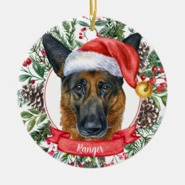 German Shepherd Custom Dog kerstversiering Keramisch Ornament