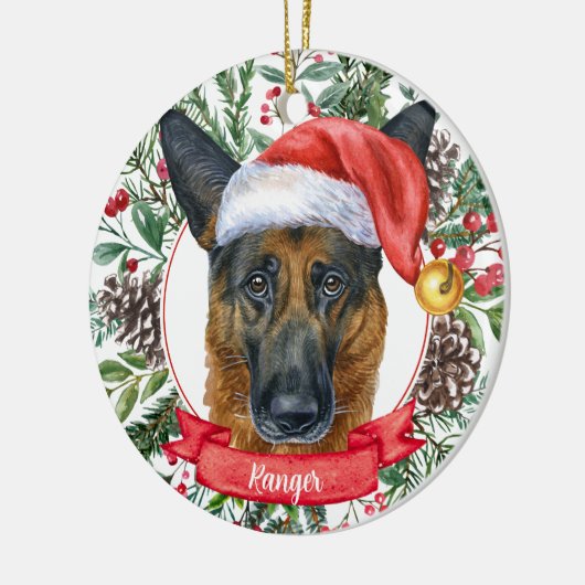 German Shepherd Custom Dog kerstversiering Keramisch Ornament (Links)