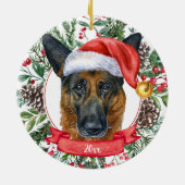 German Shepherd Custom Dog kerstversiering Keramisch Ornament (Achterkant)