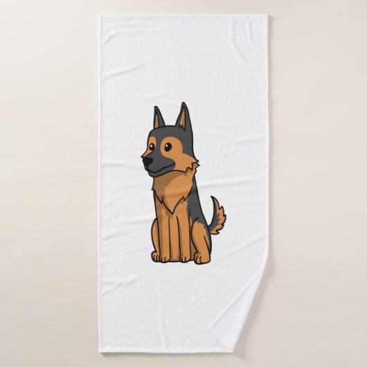 German Shepherd Cute Cartoon Badhanddoek (Badhanddoek)