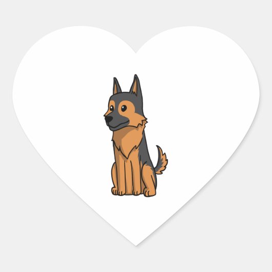German Shepherd Cute Cartoon Hart Sticker (Voorkant)