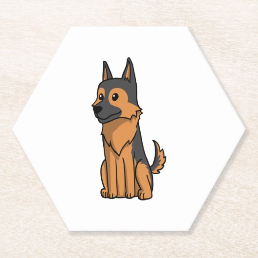 German Shepherd Cute Cartoon Kartonnen Onderzetters (Voorkant)