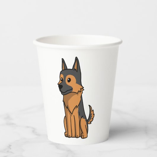 German Shepherd Cute Cartoon Papieren Bekers (Voorkant)