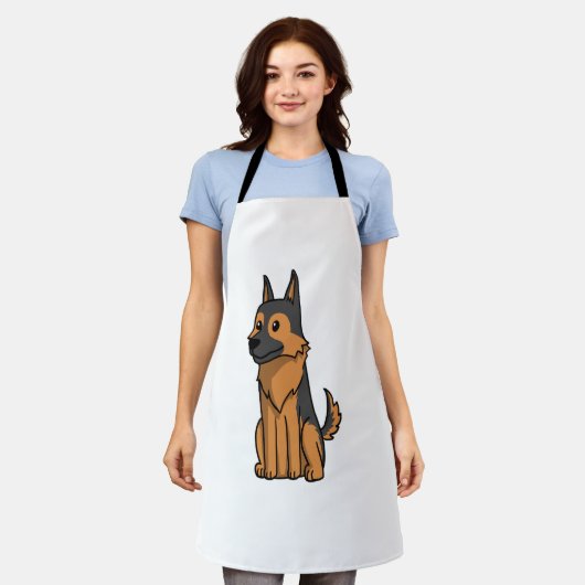 German Shepherd Cute Cartoon Schort (Gedragen)