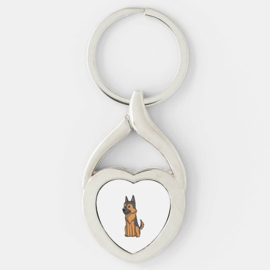 German Shepherd Cute Cartoon Sleutelhanger (Voorkant)